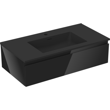 Mexen Orio dulap baie 90 cm cu chiuvetă Otis, 1 sertar, negru lucios/negru mat - 91A10-09023-1-BF70-W18M71