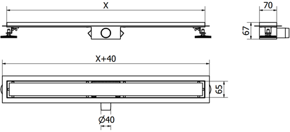 Mexen Flat M13 vonalmenti lefolyó 2 az 1-ben 150 cm, selyemfényű réz - 1C10150