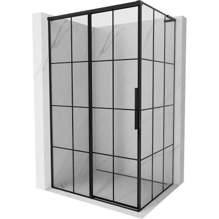 Mexen Rox L tolóajtós zuhanykabin balos 90 x 75 cm, fekete rácsos , fekete - 8C2L-090-075-70-77-L
