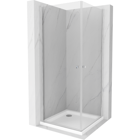 Mexen Pretoria Duo cabină de duș pivotantă 90 x 90 cm, transparent, crom + bazin plat - 852-090-090-01-02-4010