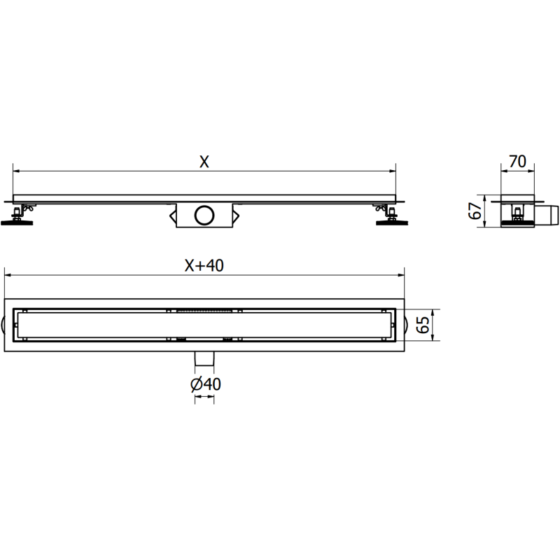 Mexen Flat corp de scurgere liniară 60 cm, gri gun periat - 1E15060