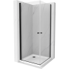 Mexen Pretoria Duo cabină de duș cu balamale 80 x 80 cm, transparent, Neagră + cadă de duș Flat - 852-080-080-70-02-4010B