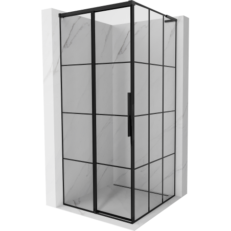Mexen Rox L tolóajtós zuhanykabin bal 95 x 95 cm, fekete rács, fekete - 8C2L-095-095-70-77-L