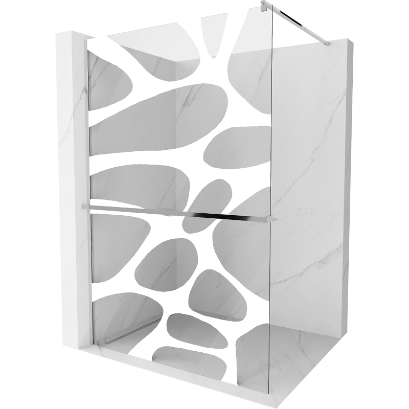 Mexen Kioto+ zuhanyfal polccal Walk-in 100 x 200 cm, fehér hullám, króm - 800-100-121-01-97