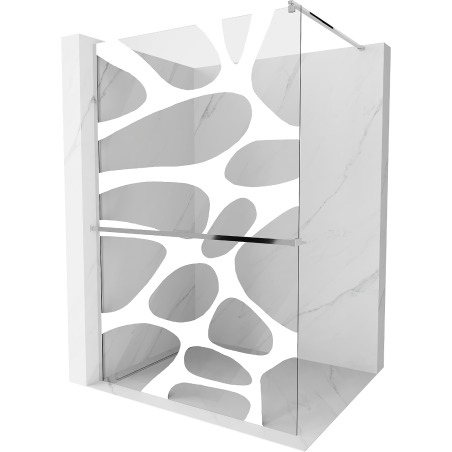 Mexen Kioto+ zuhanyfal polccal Walk-in 100 x 200 cm, fehér hullám, króm - 800-100-121-01-97