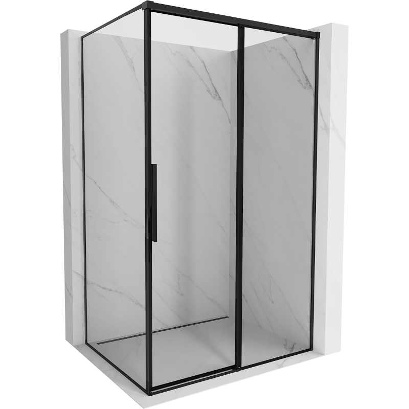 Cabină de duș glisantă dreaptă Mexen Rox 90 x 75 cm, ramă neagră, negru - 8C2-090-075-70-70-P