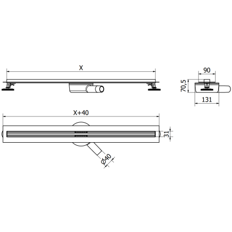 Mexen Flat 360° Slim 100 cm-es forgó vonalmenti lefolyó, gun gray kefélt - 1E41100