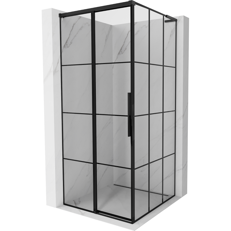Mexen Rox L eltolható balos zuhanykabin 120 x 120 cm, fekete rácsos, fekete - 8C2L-120-120-70-77-L