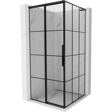 Mexen Rox L eltolható balos zuhanykabin 120 x 120 cm, fekete rácsos, fekete - 8C2L-120-120-70-77-L