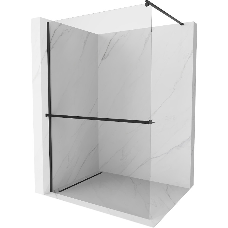 Mexen Kioto+ 80 x 200 cm-es, polccal ellátott Walk-in zuhanyfal, átlátszó, fekete - 800-080-121-70-00