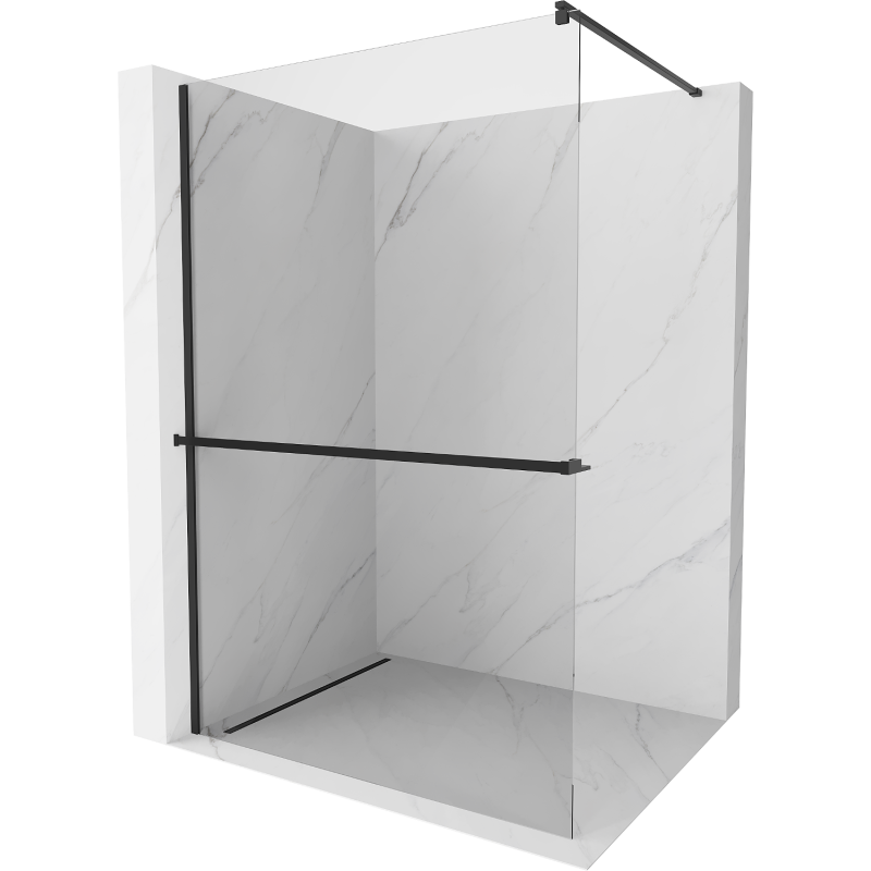 Mexen Kioto+ Walk-in zuhanyfal polccal 80 x 200 cm, átlátszó, fekete - 800-080-121-70-00