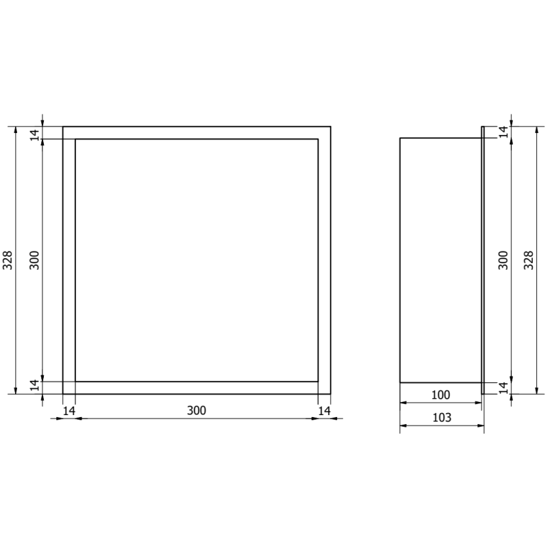Mexen X-Wall-R süllyesztett polc peremmel 30 x 30 cm, gun grey kefe - 19E0303010