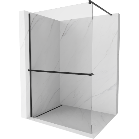 Mexen Kioto+ zuhanyfal polccal Walk-in 130 x 200 cm, átlátszó, fekete - 800-130-121-70-00
