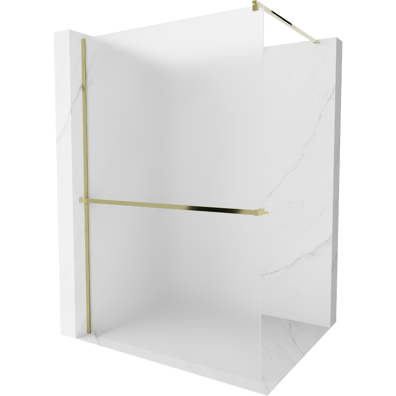 Mexen Kioto+ 70 x 200 cm-es Walk-in zuhanyfal polccal, matt arany - 800-070-121-50-30