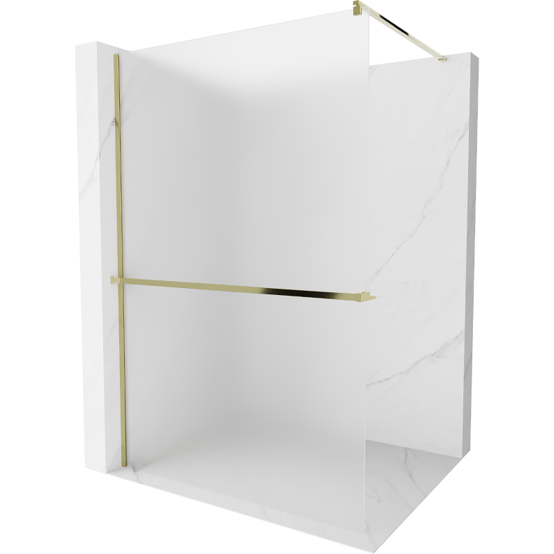 Mexen Kioto+ zuhanyfal polccal Walk-in 90 x 200 cm, fagyott, arany - 800-090-121-50-30