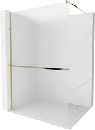 Mexen Kioto+ zuhanyfal polccal Walk-in 100 x 200 cm, homályos, arany - 800-100-121-50-30