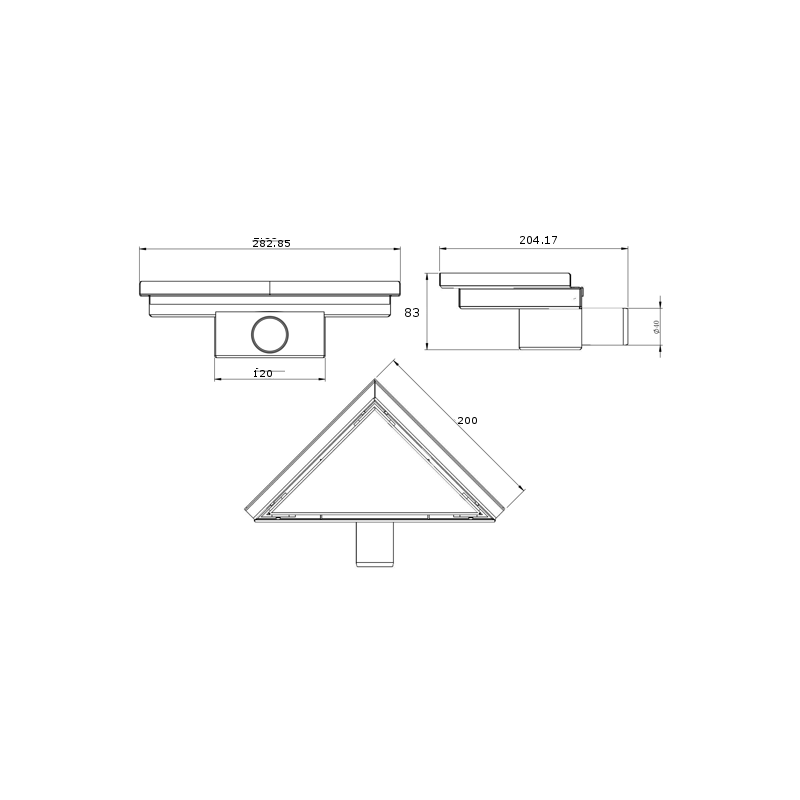 Mexen Flat-T M13 scurgere de podea triunghiulară 20 x 20 cm, auriu periat - 1A10320