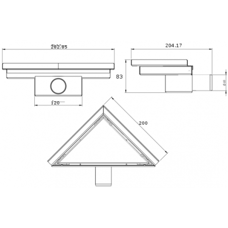 Mexen Flat-T M13 scurgere de podea triunghiulară 20 x 20 cm, auriu periat - 1A10320