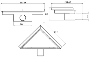 Mexen Flat-T M13 scurgere de podea triunghiulară 20 x 20 cm, auriu periat - 1A10320