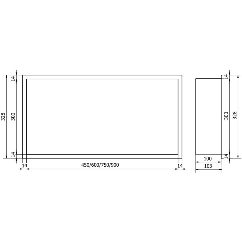 Mexen X-Wall-R süllyeszthető polc peremmel 90 x 30 cm, szálcsiszolt gun grey - 19E0903010