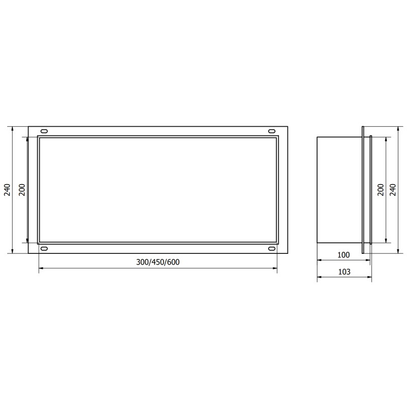 Mexen X-Wall-NR raft încastrat fără flanșă 45 x 20 cm, gri armă periat - 19E1452010