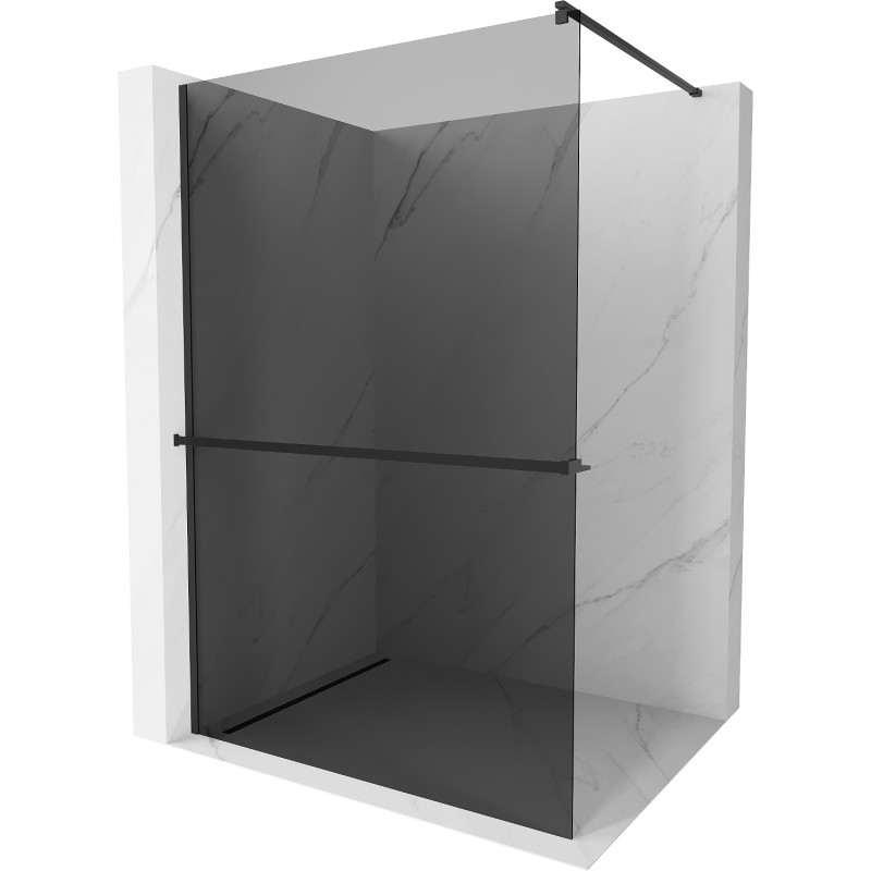 Mexen Kioto+ panou de duș cu raft Walk-in 70 x 200 cm, grafit, negru - 800-070-121-70-40