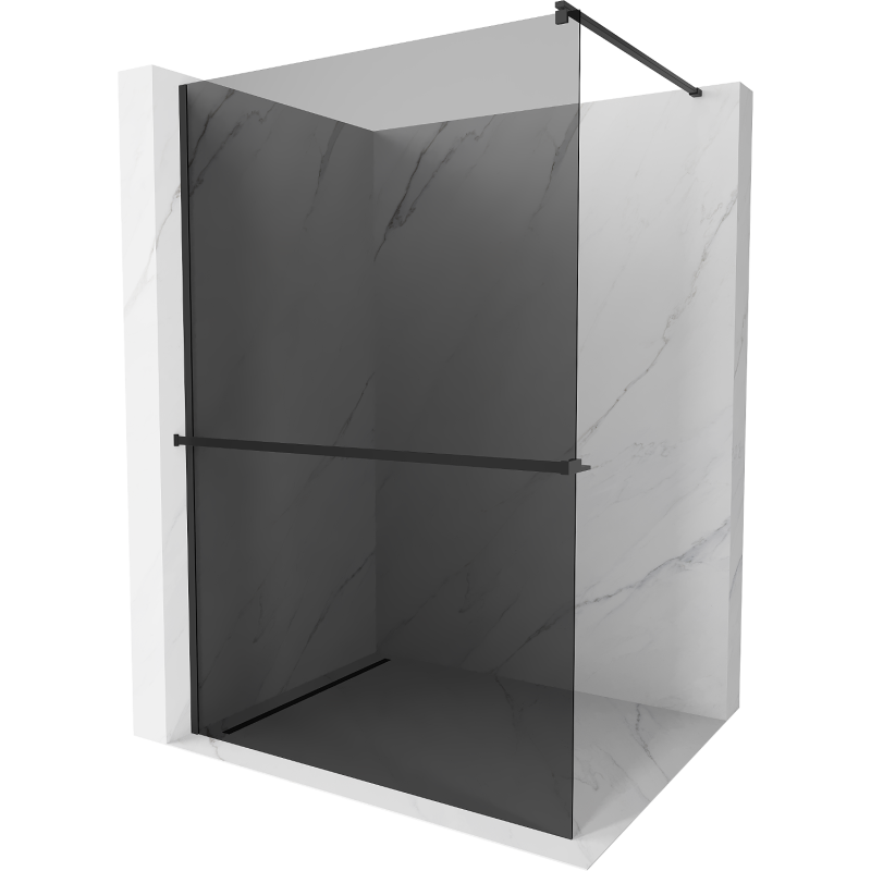 Mexen Kioto+ panou de duș cu raft Walk-in 80 x 200 cm, grafit, negru - 800-080-121-70-40