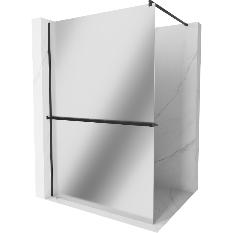 Mexen Kioto+ zuhanyfal polccal Walk-in 100 x 200 cm, tükör, fekete - 800-100-121-70-50