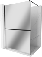 Mexen Kioto+ zuhanyfal polccal és korláttal 100 x 200 cm, Tükör 8 mm, Fekete - 800-100-121-70-50