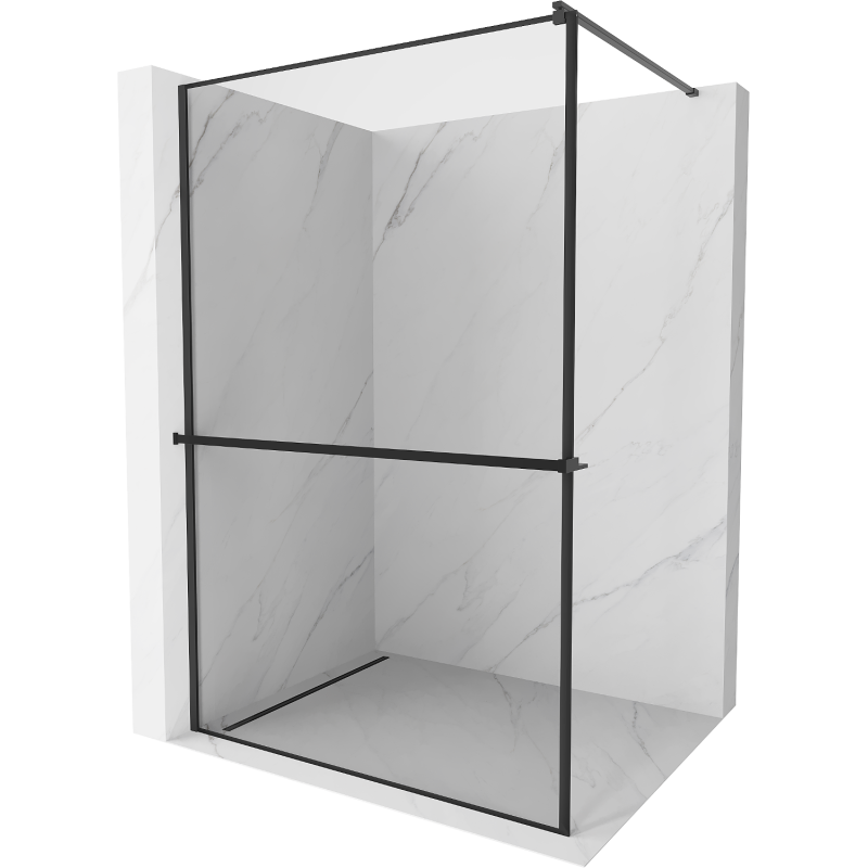 Mexen Kioto+ zuhanyfal polccal Walk-in 100 x 200 cm, fekete keret, fekete - 800-100-121-70-70