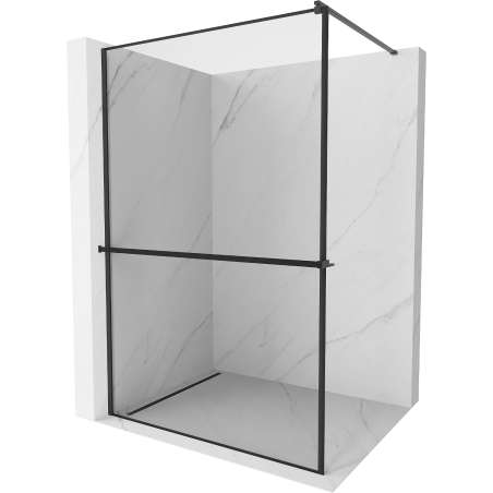 Mexen Kioto+ zuhanyfal polccal Walk-in 100 x 200 cm, fekete keret, fekete - 800-100-121-70-70