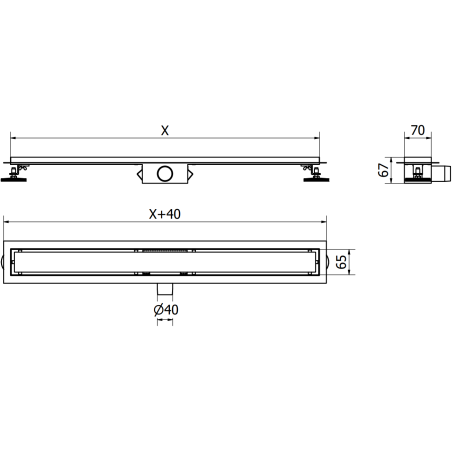 Mexen Flat M15 vonalmenti lefolyó 80 cm, rózsaarany - 1624080-15