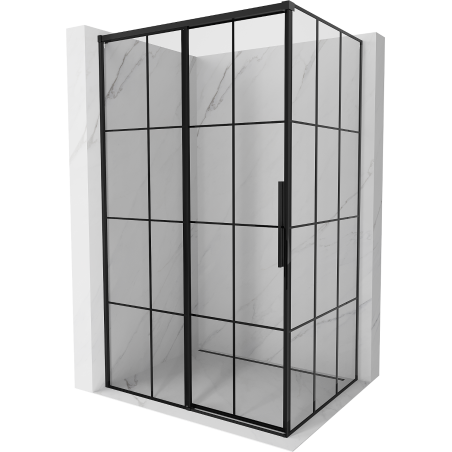 Mexen Rox cabină de duș glisantă stânga 140 x 70 cm, grilaj negru, negru - 8C2-140-070-70-77-L