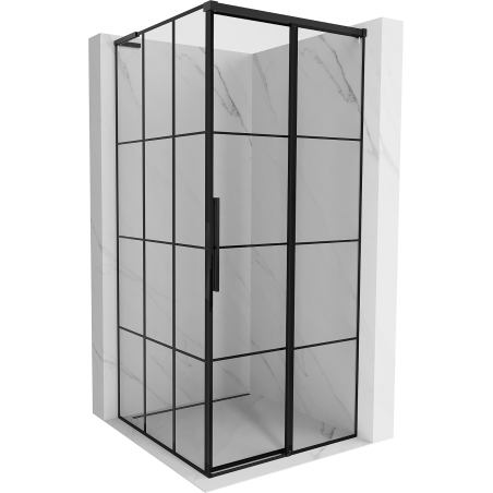 Mexen Rox L zuhanykabin tolóajtó jobboldali 95 x 95 cm, fekete rács, fekete - 8C2L-095-095-70-77-P