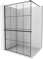 Mexen Kioto+ perete de duș cu raft și cuier 140 x 200 cm, transparent/Model negru 8 mm, Neagră - 800-140-121-70-77