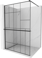 Mexen Kioto+ perete de duș cu raft și cuier 70 x 200 cm, transparent/Model negru 8 mm, Neagră - 800-070-121-70-78
