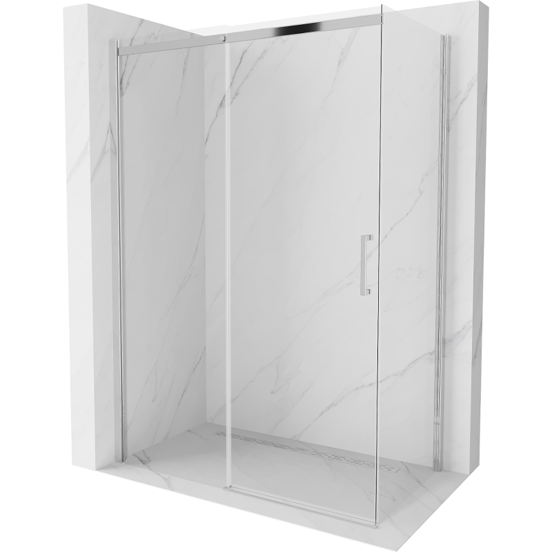 Mexen Omega 140 x 80 cm-es toló zuhanykabin, átlátszó, króm - 825-140-080-01-00