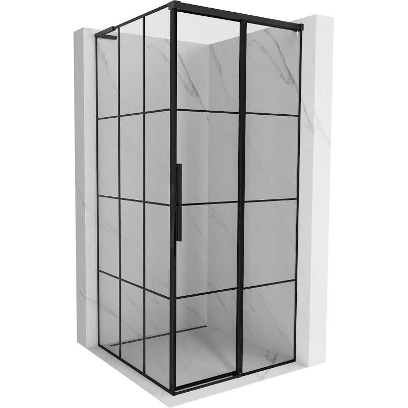 Mexen Rox L cabina de duș cu uși glisante, dreapta, 120 x 120 cm, grilaj negru, negru - 8C2L-120-120-70-77-P