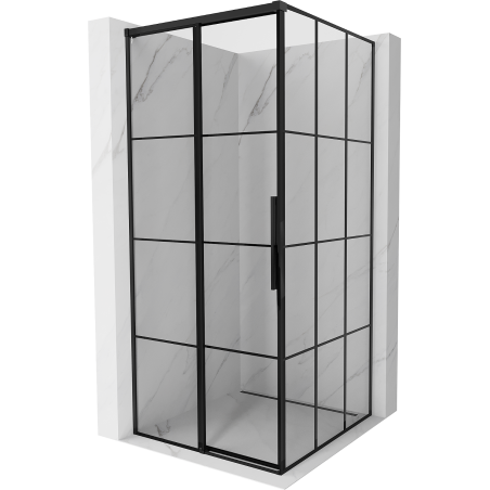 Mexen Rox cabină de duș glisantă stânga 90 x 90 cm, grilaj negru, negru - 8C2-090-090-70-77-L