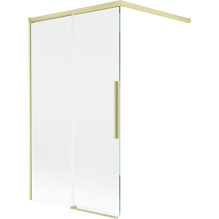 Mexen Rox paravan de cadă cu 2 uși glisante 100 x 150 cm, transparent, auriu periat - 8C9-100-003-55-00