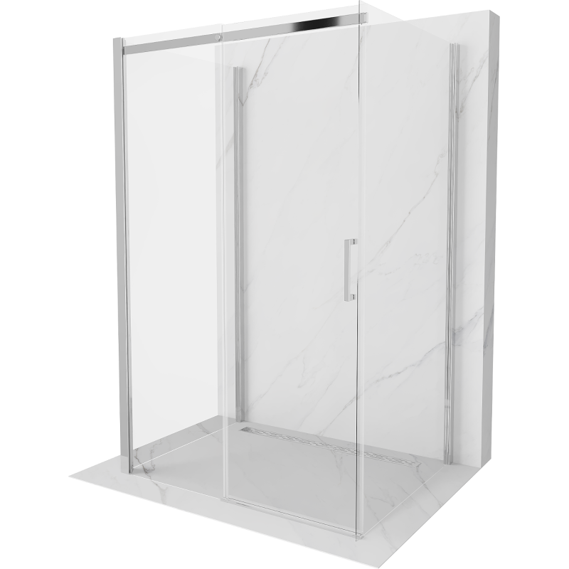 Mexen Omega zuhanykabin 3-oldalas, tolhatós 130 x 100 cm, átlátszó, króm - 825-130-100-01-00-3S