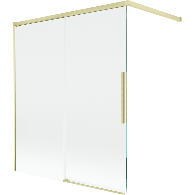 Mexen Rox paravan cadă cu 2 uși glisante 140 x 150 cm, transparent, auriu periat - 8C9-140-003-55-00