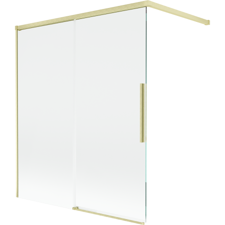 Mexen Rox paravan cadă cu 2 uși glisante 140 x 150 cm, transparent, auriu periat - 8C9-140-003-55-00