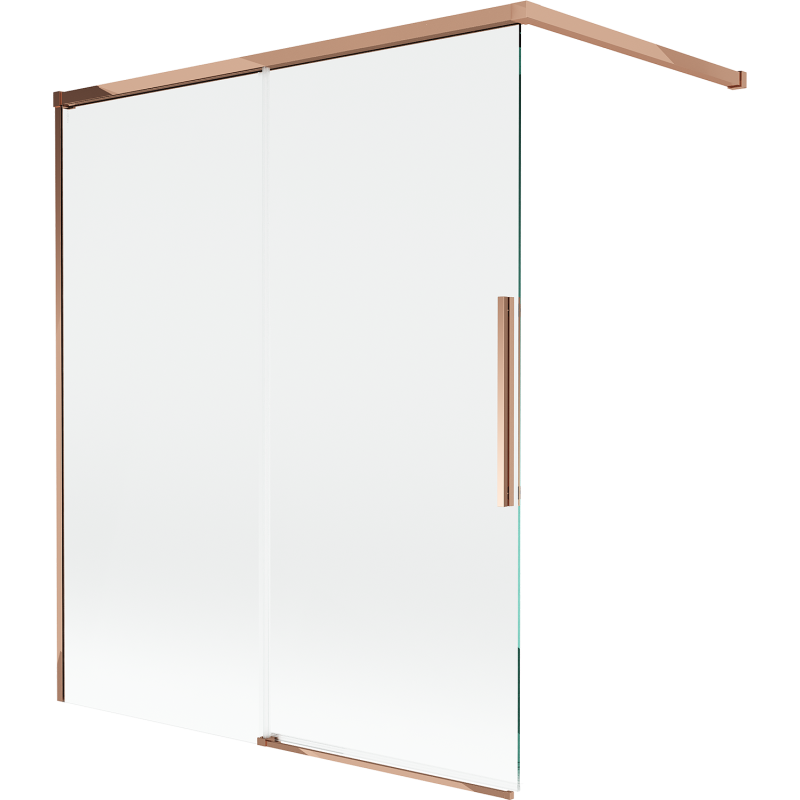 Mexen Rox kétszárnyú, 140 x 150 cm-es, átlátszó arany-rózsaszín tolóajtós kádparaván - 8C9-140-003-60-00