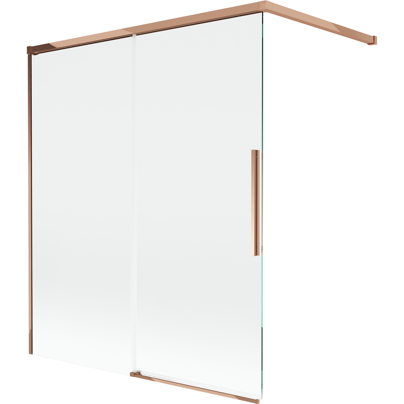 Mexen Rox kétszárnyú toló fürdőszobai paraván 140 x 150 cm, átlátszó, rózsaszín arany - 8C9-140-003-60-00