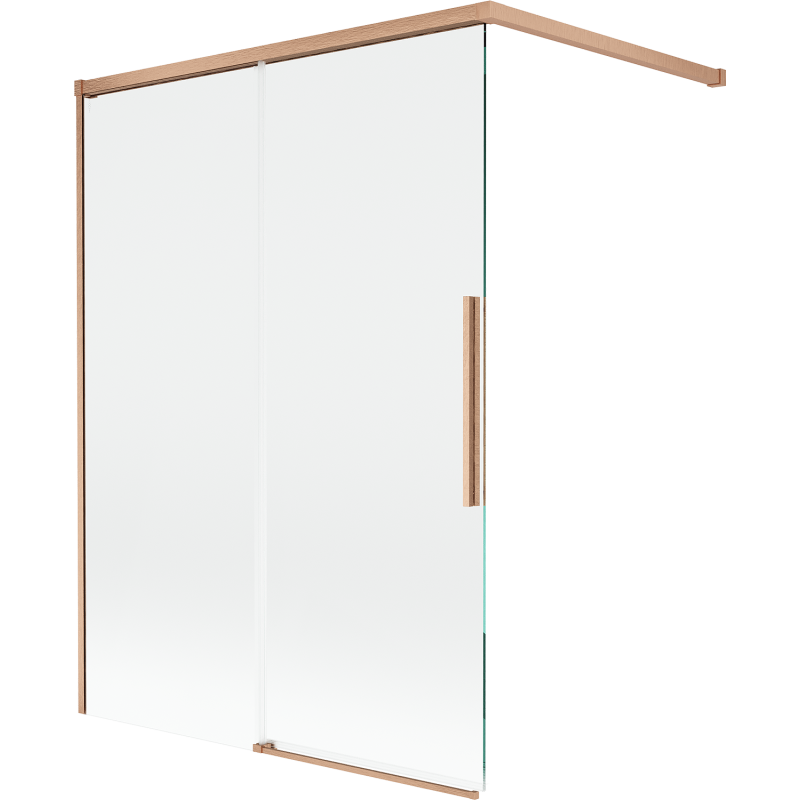 Mexen Rox kétszárnyú eltolható fürdőszobai paraván 120 x 150 cm, átlátszó, kefe réz - 8C9-120-003-65-00