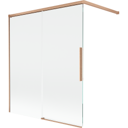 Mexen Rox 2-részes tolórendszerű fürdőszobai válaszfal 140 x 150 cm, átlátszó, kefélt réz - 8C9-140-003-65-00