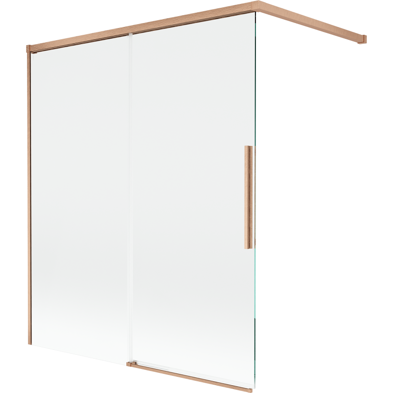 Mexen Rox 2-szárnyú, tolható zuhanypanelek 140 x 150 cm, átlátszó, kefélt réz - 8C9-140-003-65-00