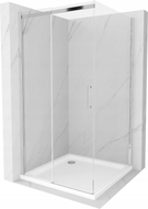 Mexen Omega 100 x 100 cm-es, tolóajtós zuhanykabin, átlátszó, króm + Flat tálca - 825-100-100-01-00-4010