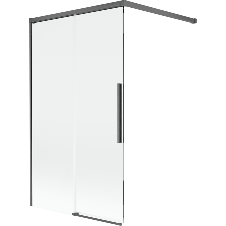 Mexen Rox paravan de cadă cu 2 uși glisante 100 x 150 cm, transparent, gri armă periat - 8C9-100-003-66-00